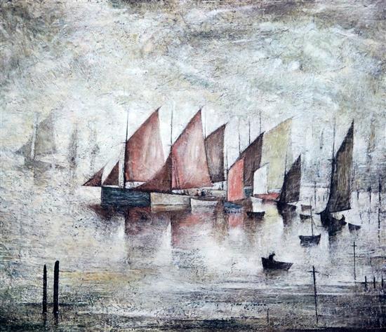 Lawrence Stephen Lowry (1887-1976) Sailing Boats, 12.5 x 14in.